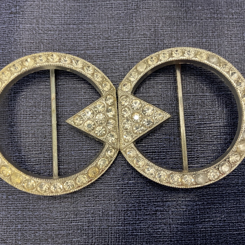 VTG rhinestone geometric belt buckle-signed Goody
